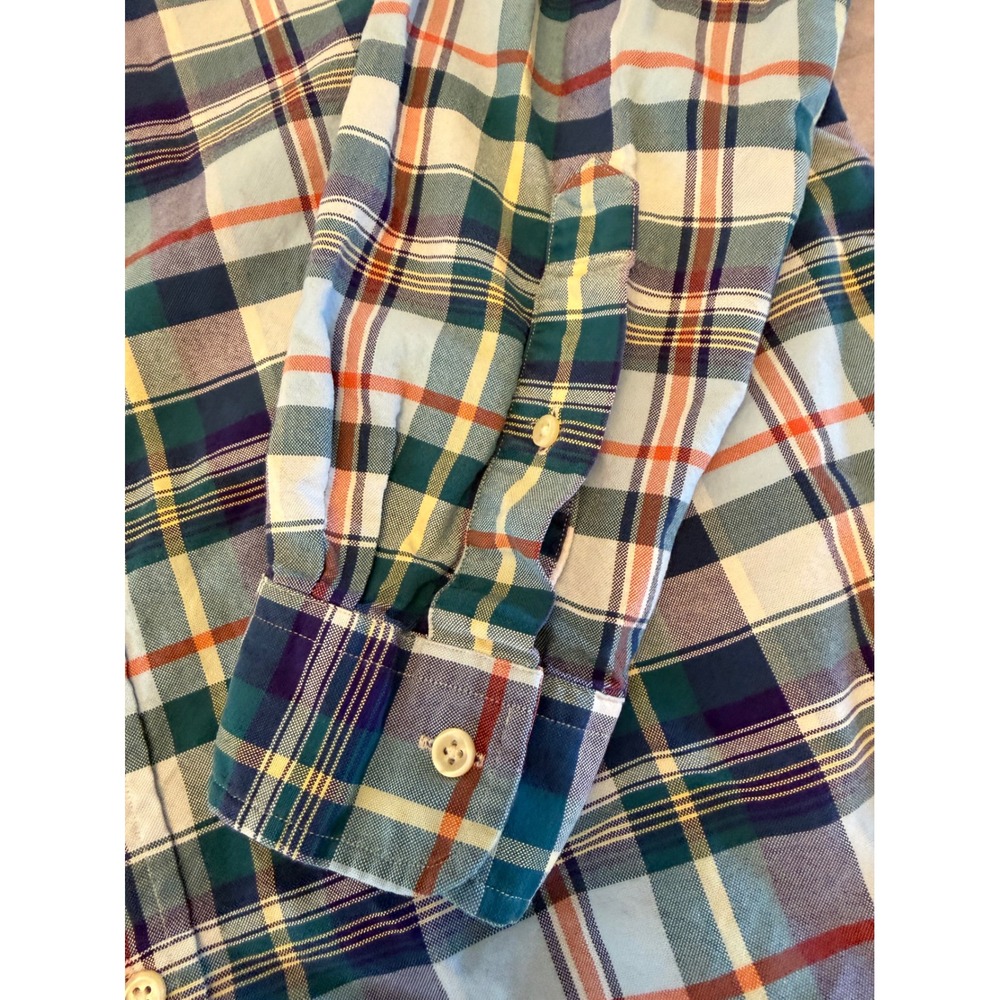 Polo Ralph Lauren Mens Slim Fit Plaid Button Down Shirt Large Blue Green Multi - Picture 4 of 11